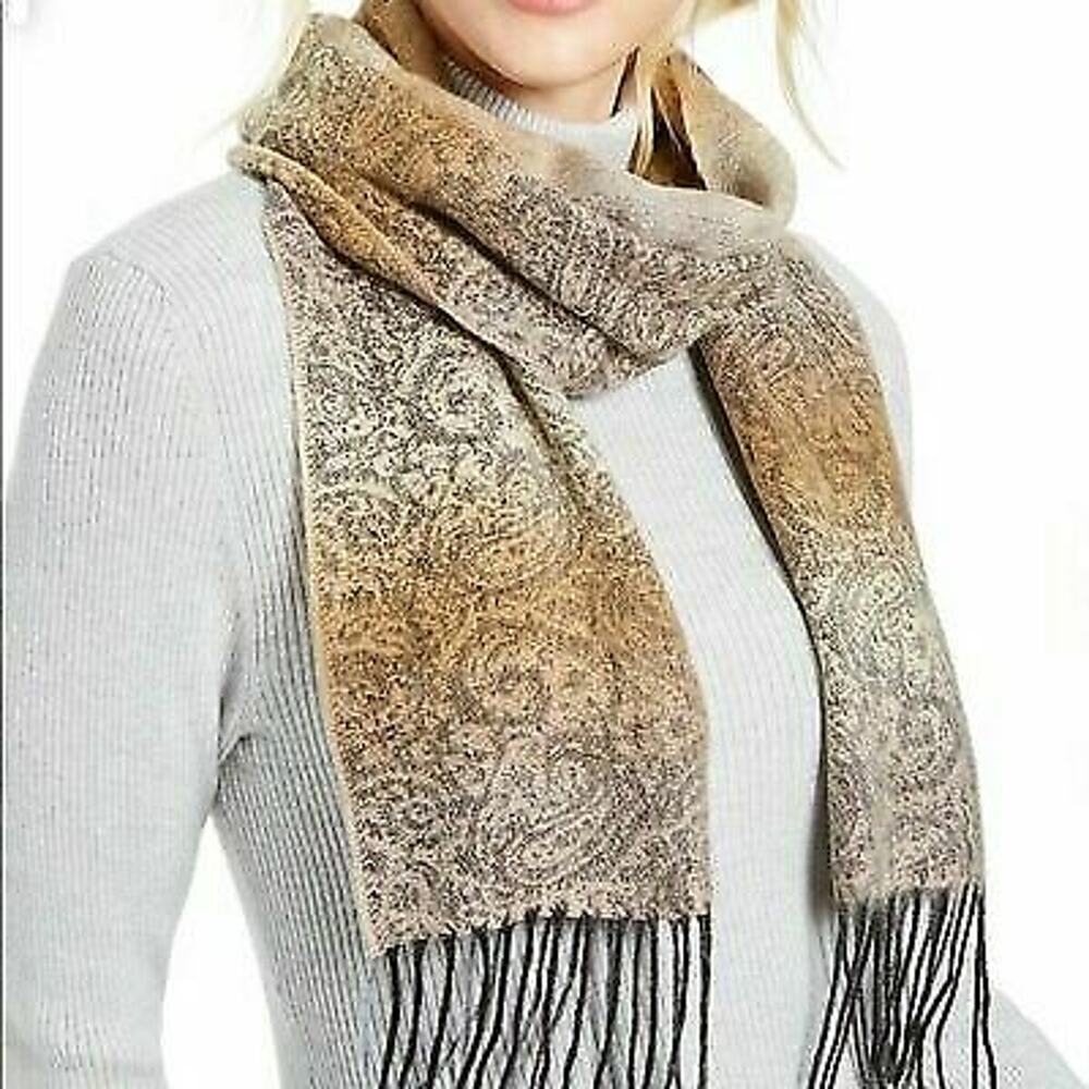 Cejon Fringe Italian Scarf Paisley Knit Wrap Ombre - Picture 1 of 3